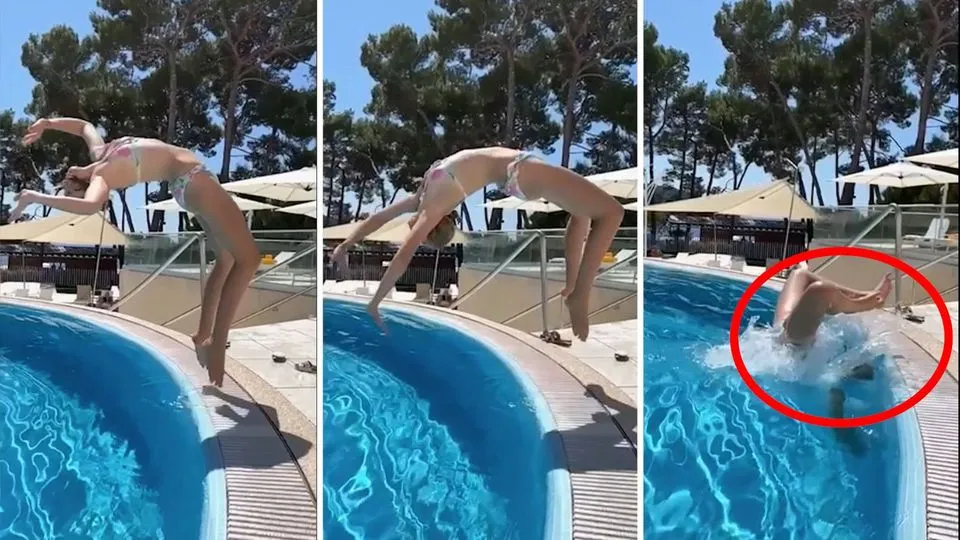 Sports presenter Sylvia Walker: Somersault in the pool goes wrong