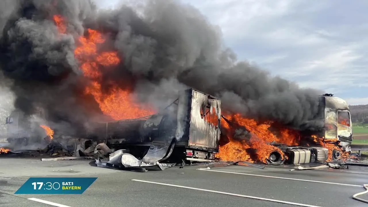 Großer LKW-Brand auf A3: Millionenschaden bei Unfall