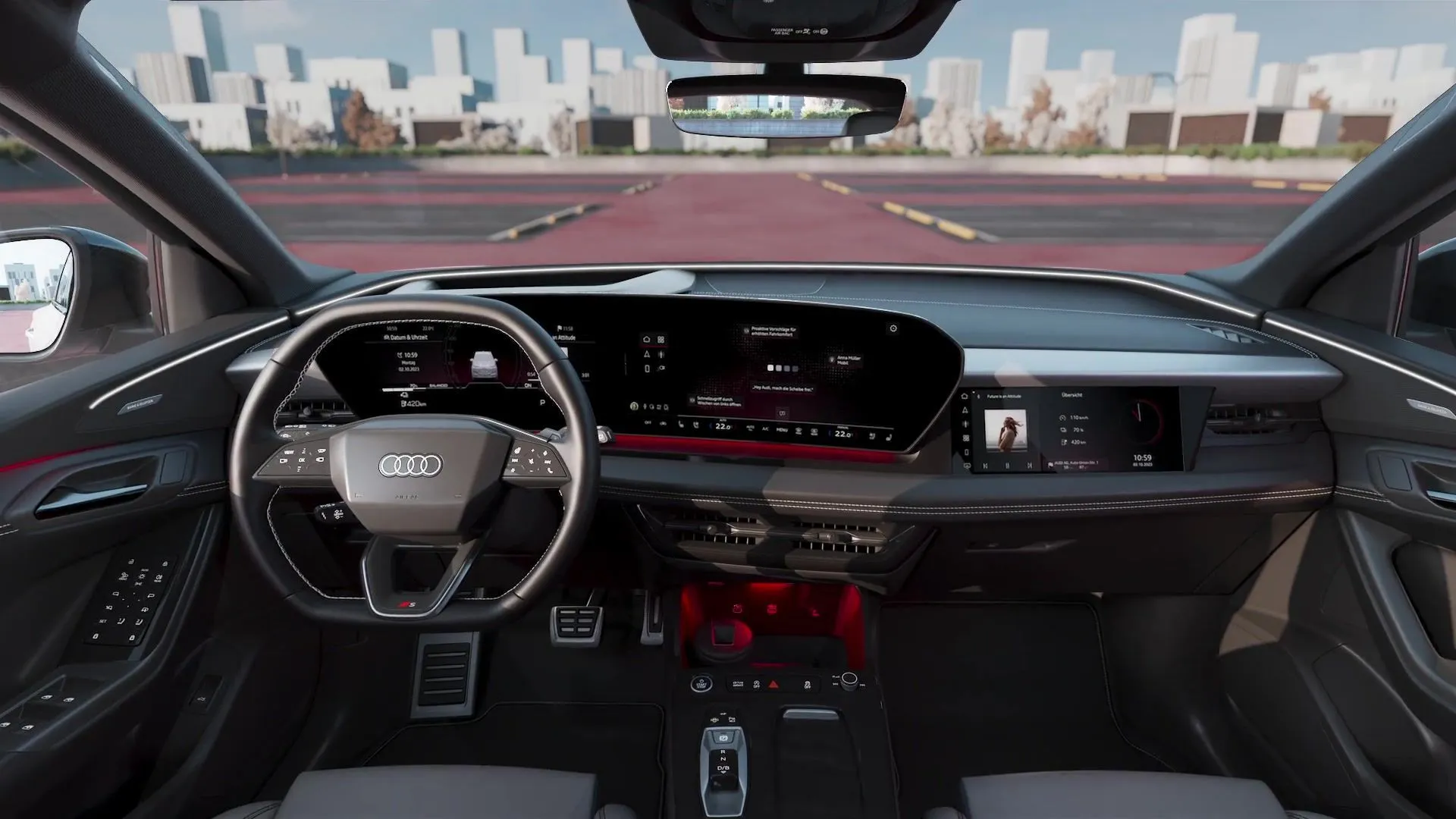 Audi Q6 e-tron Prototyp – Interieur-Bedienkonzept und Betriebssystem - Animation