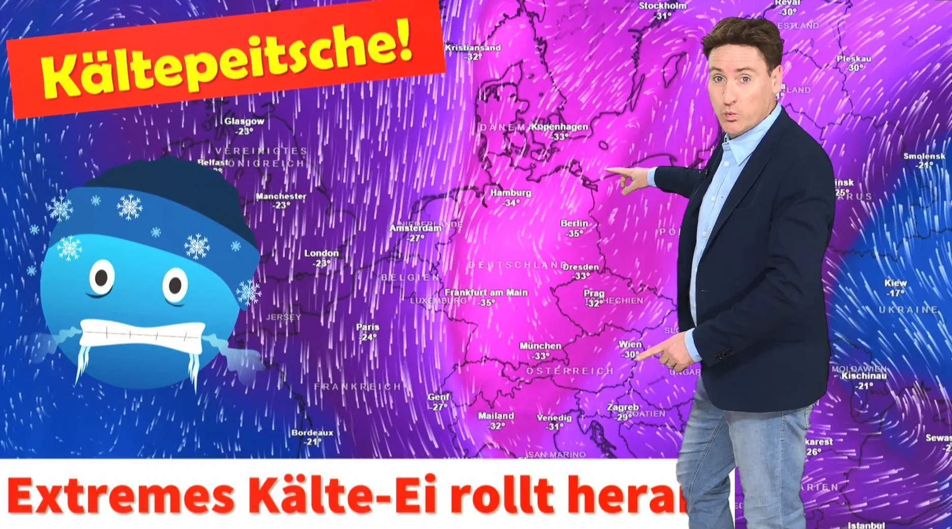 EXTREM: -35°C auf der Wetterkarte: Die arktische Kältepeitsche erreicht Deutschland!