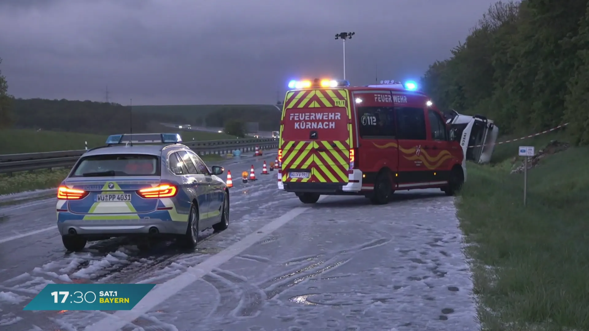 Etwa 100.000 Euro Schaden: Verkehrsunfall auf der A7 bei Estenfeld
