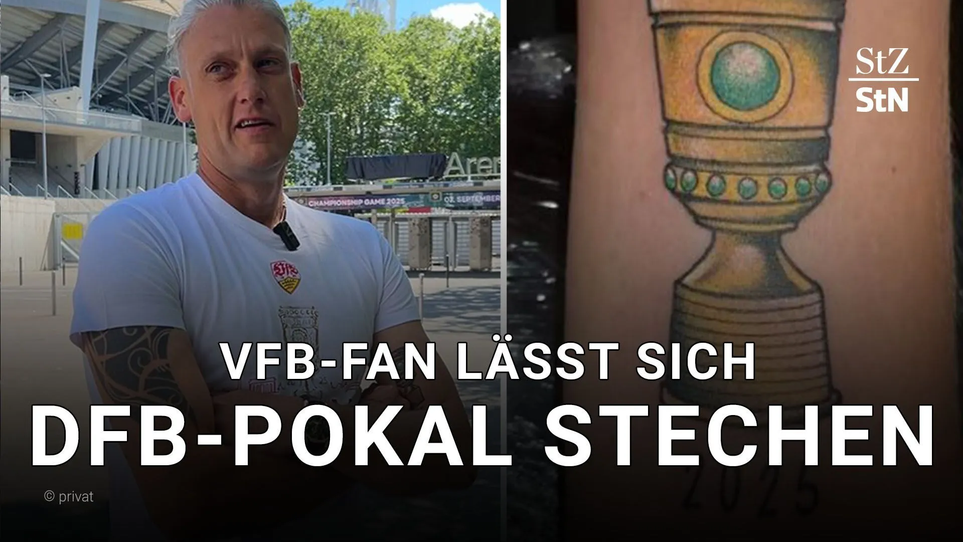Vor dem Finale: VfB-Fan lässt sich DFB-Pokal auf den Arm tätowieren