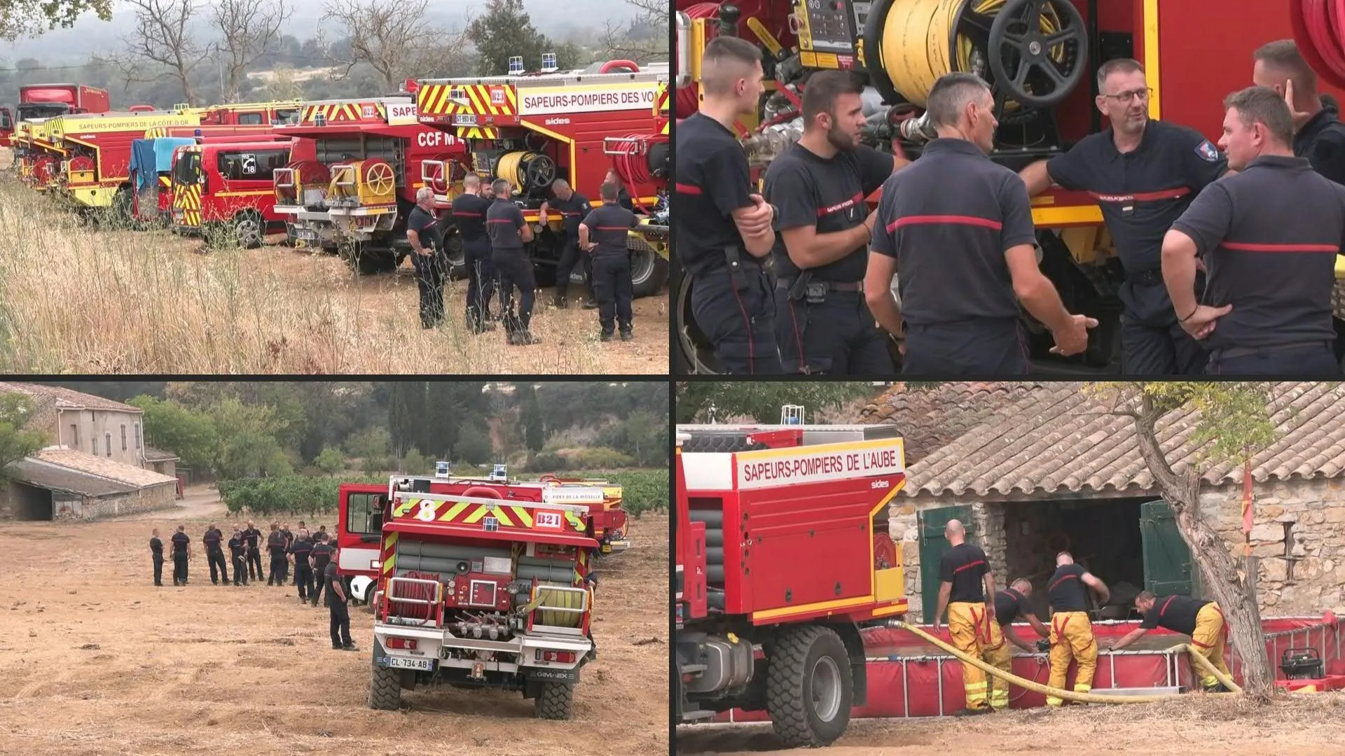 Los bomberos vigilan el perímetro del incendio en el sur de Francia en medio de la alerta por ola de calor