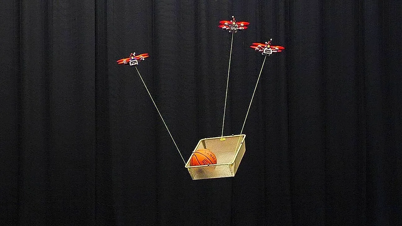 This new technology allows drones to move heavy loads in a perfectly coordinated manner