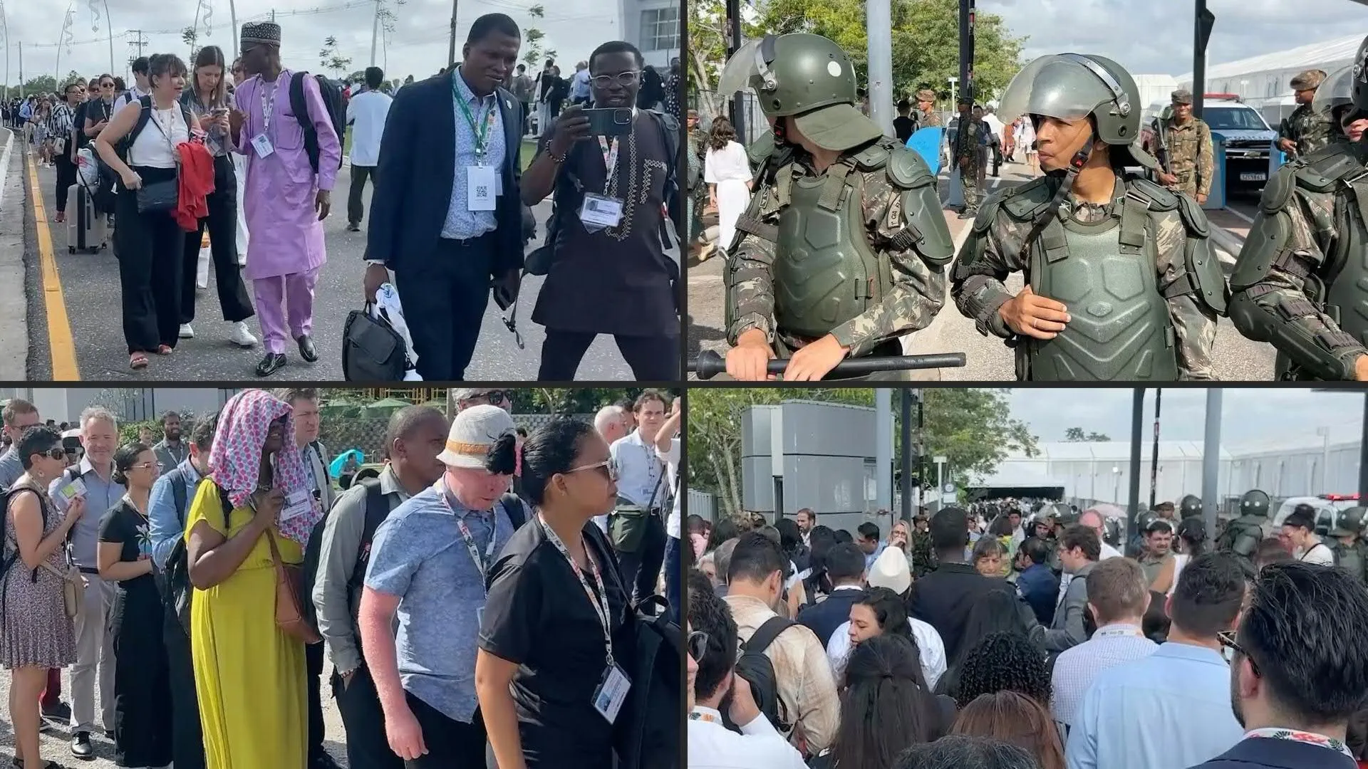 Fila do lado de fora do local da COP30 após bloqueio indígena