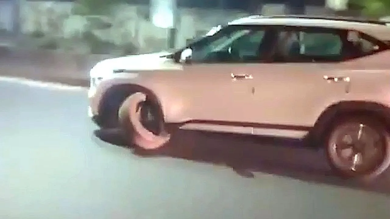 Drunk driver pushes through a dislocated wheel late-night sparking chaos