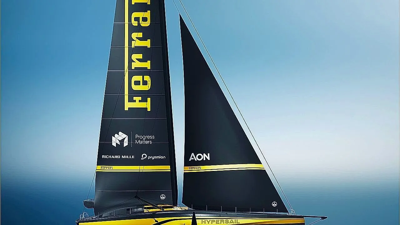Ferrari ujawnia żaglowiec wyścigowy Hypersail zasilany energią słoneczną i ludzką do latania nad wodą