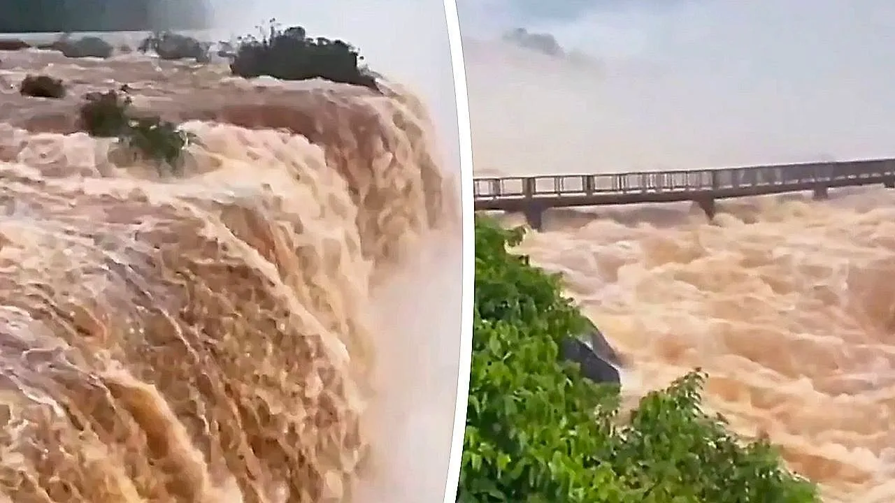 Le cascate dell'Iguazú chiuse a causa delle piogge di El Niño che fanno gonfiare il fiume fino a sei volte il suo volume