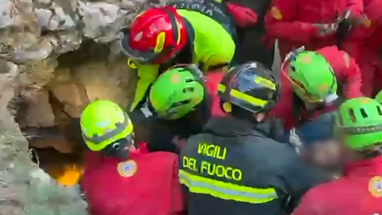 Man rescued after 26 hours trapped in cave in Sardinia, Italy