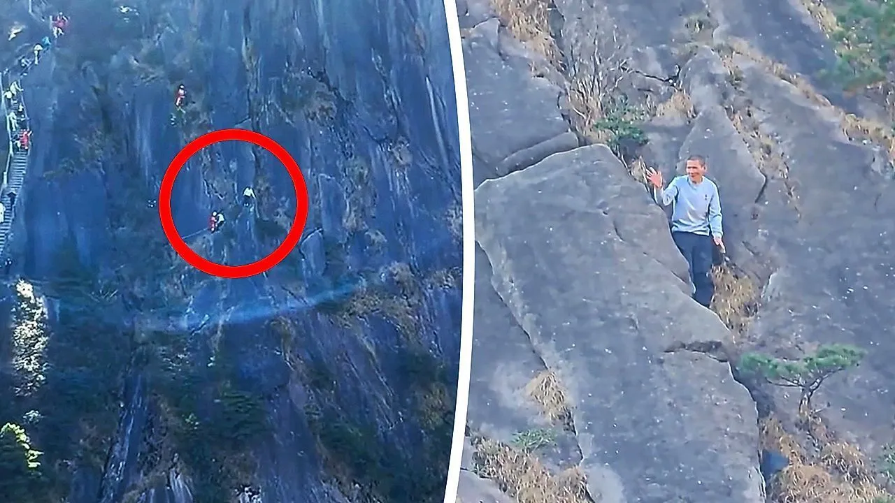 Hiker rescued from sheer cliff after leaving official trail in China