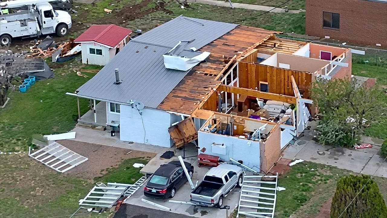 Drone footage shows damage after Santa Fe's first tornado in more than 50 years